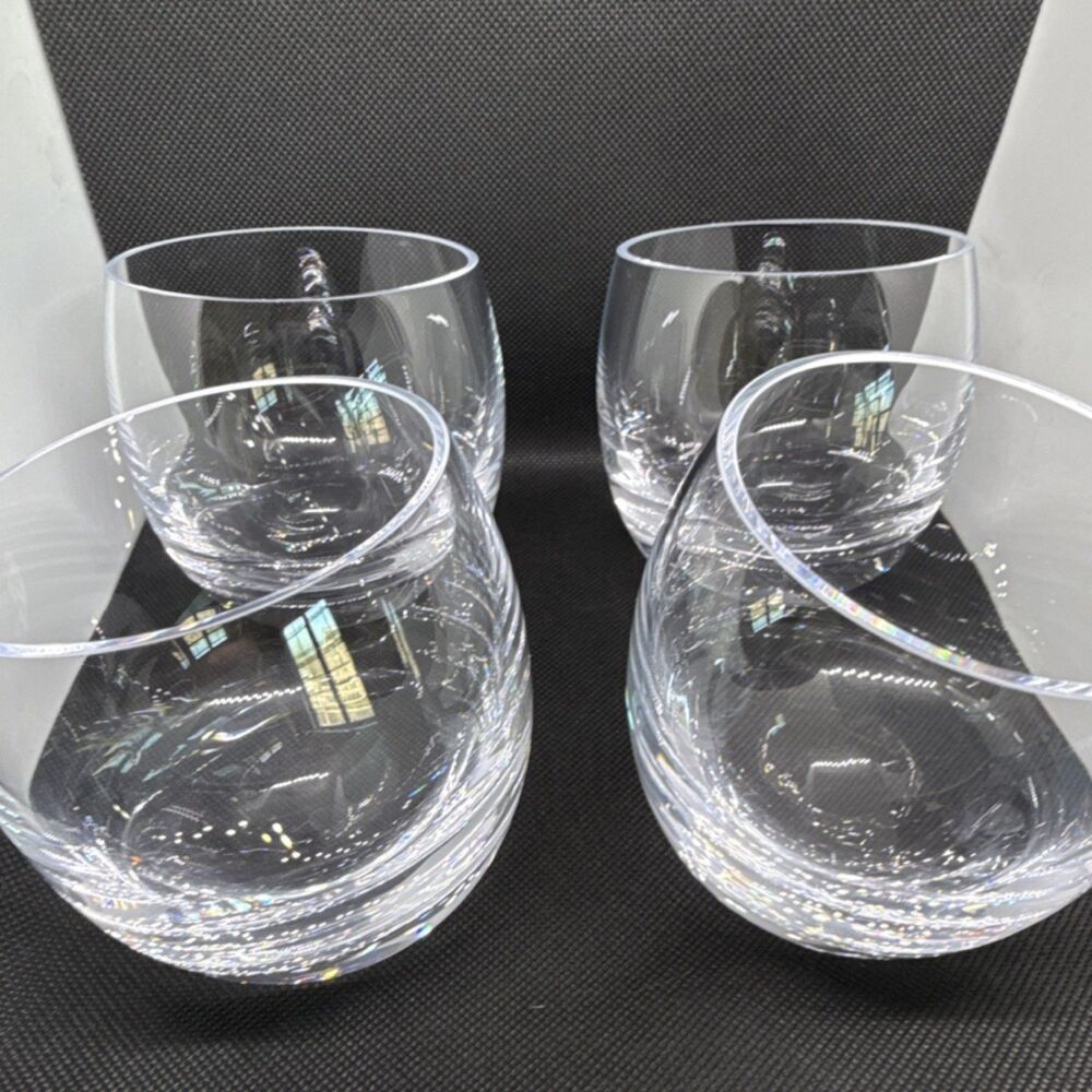 Set of 4 Clear Round Whiskey Glasses Solid Color Glass